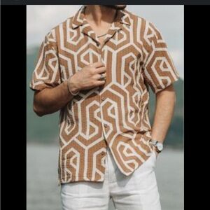Stylish Tan Geometric Men's Shirt